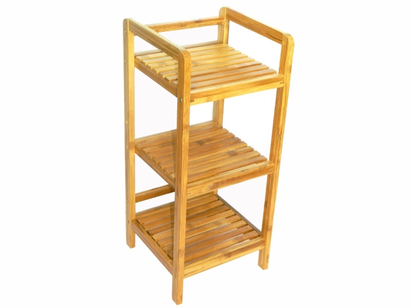 Refined Bamboo 3-Tier KD Bath Shelf with Slatted Tiers